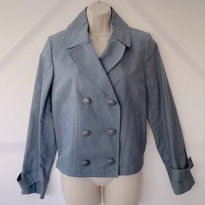 Talbots The Jackie Fit Cropped Blazer Size 10 Dusty Blue EUC